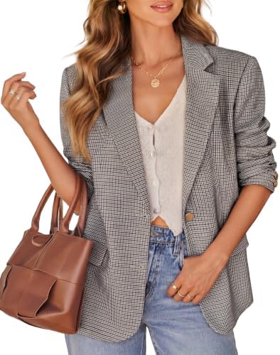 ZESICA Womens Fall Winter Business Casual Plaid Blazers Fashion C...