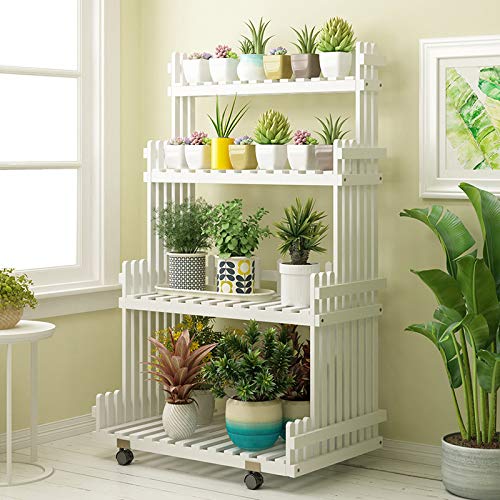 Support de plantes à 4 niveaux en bois robuste avec structure échelle stable - 2