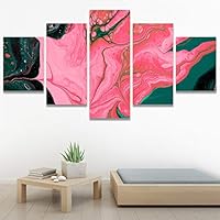 SIGNWIN 5 Panel Canvas Wall Art Abstract Closeup Digital Art Modern Artwork for Home Decorations Ready to Hang - 60