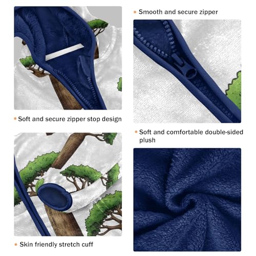 Cute Baobab Trees Pattern Print Toddler Fleece Jacket Girl Boys Hooded Fleece Jacket Coat Warm Outwear Zip-up 3-10T3