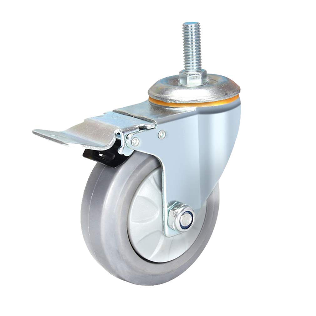 Rotelle Girevoli M12 Vite Rotelle in Gomma 3" 4" 5" Rotelle per Mobili Carico 520kg Rotelle per Carichi Pesanti con Freni Carrello Industriale Rullo di Trasporto 4 Pezzi