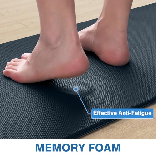 Image of StepRite Kitchen Mats, 2PCS Kitchen Rugs, Cushioned Anti Fatigue Kitchen Mats for Floor, Non-Slip Standing Desk Mat, Waterproof Kitchen Rug Set for Floor, Office, 17.3 inchx30 inch+17.3 inchx59 inch, Dark Charcoal
