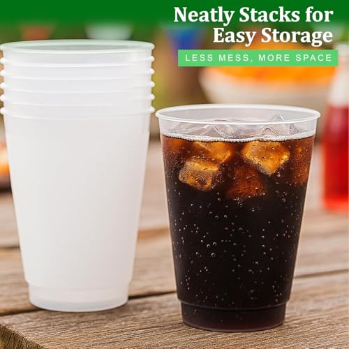 Concession Essentials 16oz Frost Flex Plastic Cups – 500 Pack – Shatterproof Reusable Party Cups – Durable Frosted Drinkware for Weddings, Events & Catering by Concession Essentials - Image 4