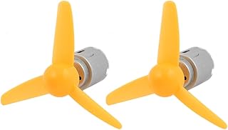 Aexit 2 Pcs Electrical equipment DC 3.0V 0.13A 9000RPM Motor 80mm 3-Vanes Pointed Propeller Yellow