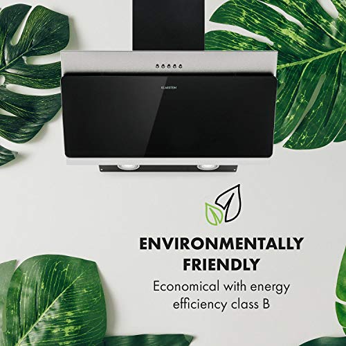 Klarstein-Alessia-Campana-extractora-de-pared-Extractor-de-humos-Tipo-B-350-mh-Push-Control-Iluminacion-LED-Extraccion-y-ventilacion-Sin-campana-Combinacion-de-acero-y-vidrio-60cm-Negro