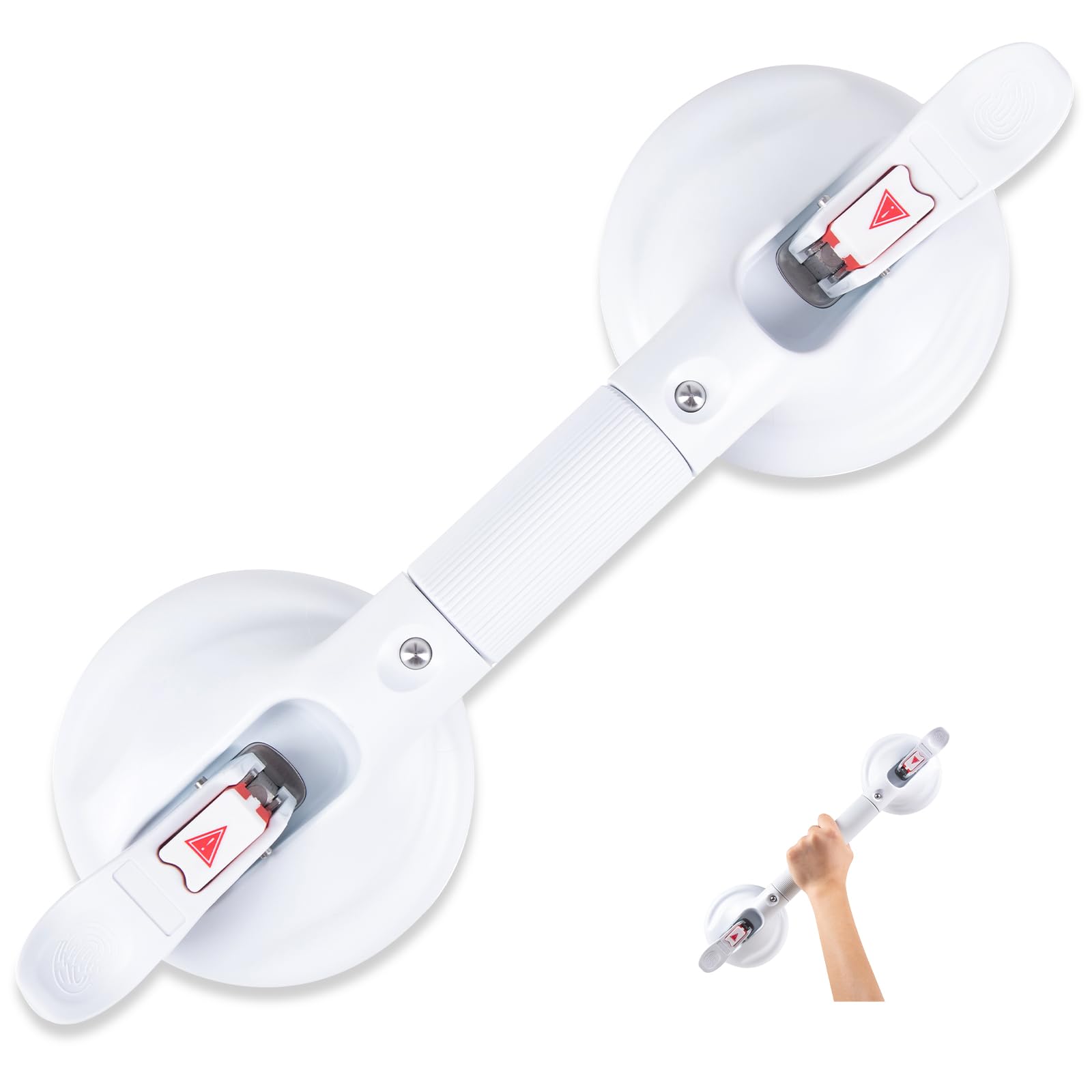 HEINSY 15inch Upgrade Suction Shower Grab Bar, Portable Shower Handle Bar Suction Grip Bar Bathtub Handle with Strong Hold Suction Cup Fitting and Rapid Release for Bathroom(Max Capacity :300lb