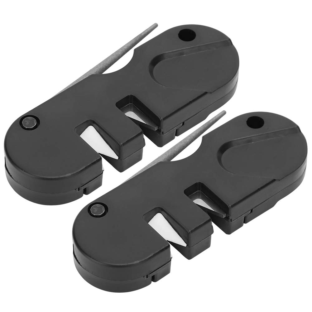 2PCS Pocket Knife Sharpener, Knife Sharpener Stone Compact Portable Diamond Tapered Rod for Outdoor Climbing