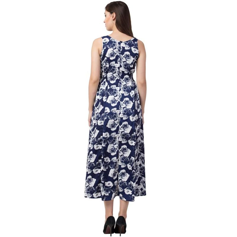Image of PALOMI Floral Print Cut Sleeves Maxi Dress with Pocket for Girls & Women