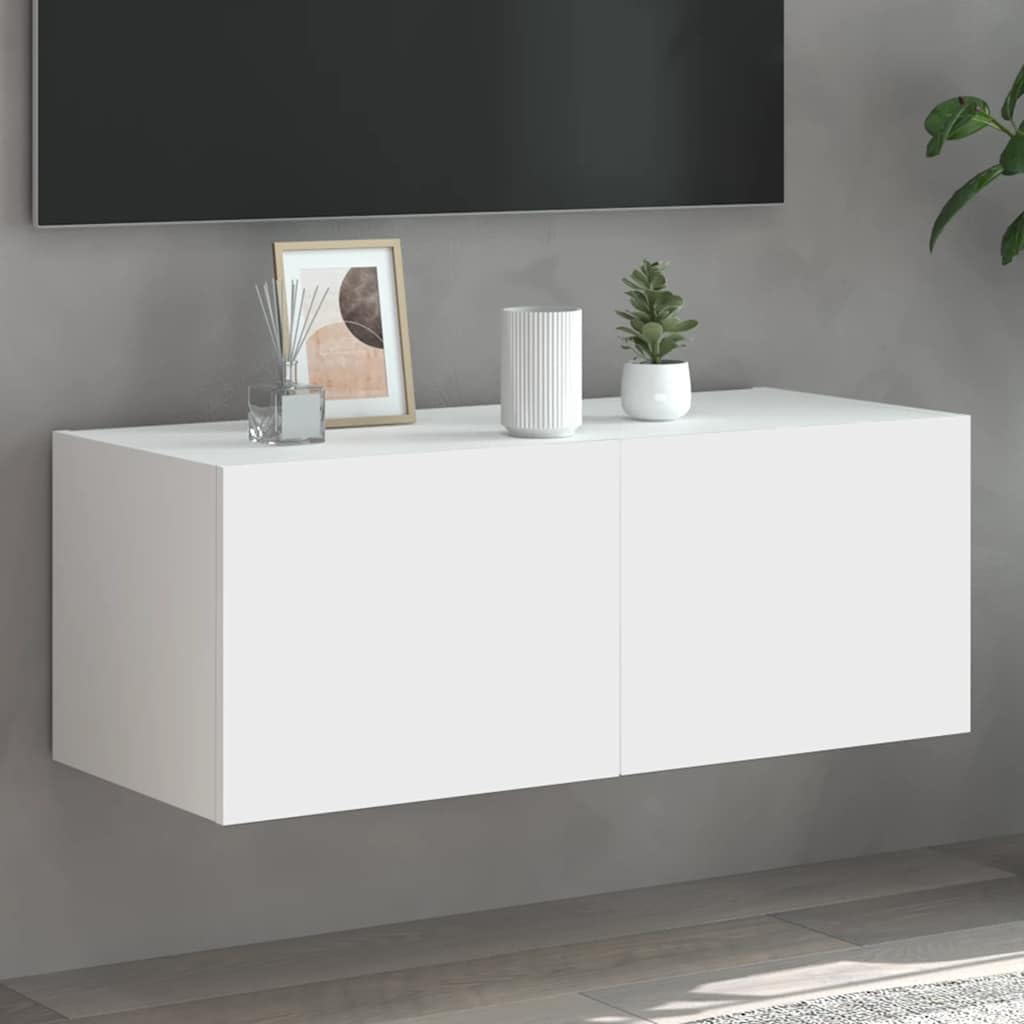 Wisząca z oświetleniem LED RGB Szafka TV Biały 80x35x31 cm