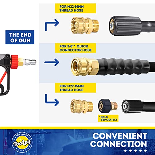 Toolcy Pressure Washer Short Gun, Commercial 5000 Psi / 10.5 Gpm With Nozzle Tips, 3/8" Swivel Usa-Npt Thread X Quick Socket, Sturdy Design For Gas Power Washer #TOP3