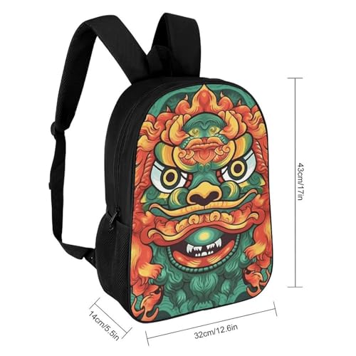 Chinese Lion New Year Backpack - Durable 600D Polyester, 17 Inch Backpack with Ergonomic Adjustable Straps, Lightweight Travel Bag for Men & Women2