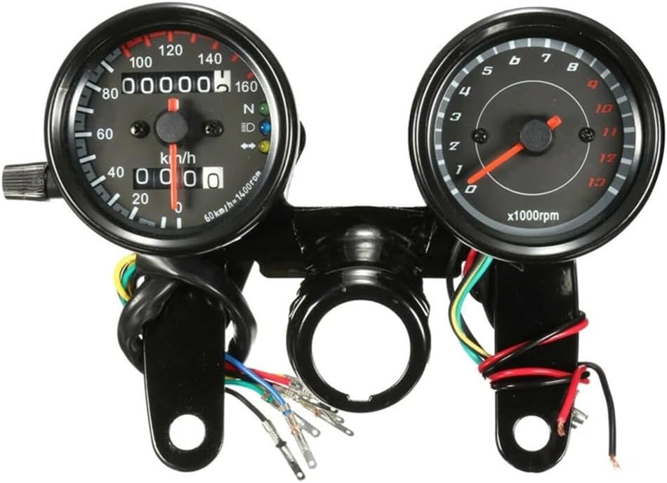Motorcycle Odometer Gauge Universal Motorcycle LED Odometer Techometer Gauge 0~180km/h 13000 RPM LED Backlight Tachometer