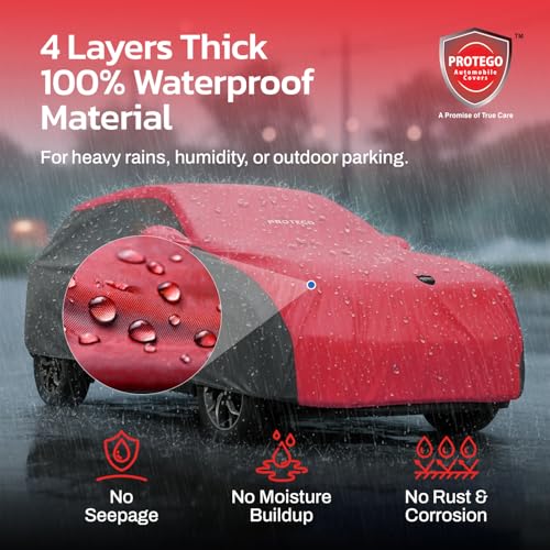 Image of PROTEGO Prime Series India's 1st Anti-Tear Car Cover for BMW X1 | Heavy-Duty, Custom Fit, All Weather Protection | 100% Waterproof, Windproof & Hail Resistant | 2-Year Warranty | Red + Black