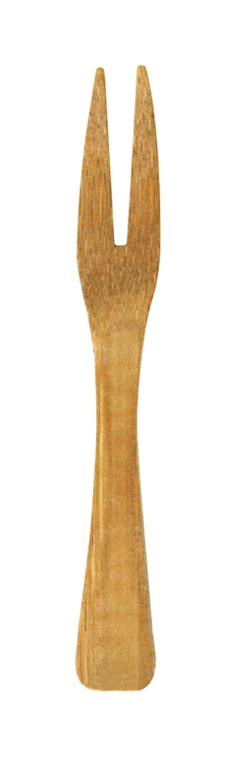 Kamala Bamboo Mini Fork (Case of 500), PacknWood - Small Wooden Forks for Serving (3.5" Long) 209BBKAMALA