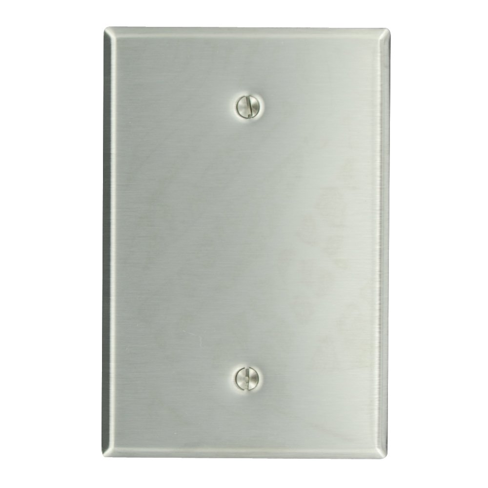 Placa en blanco Leviton 84114 de 1 banda en acero inoxidable para cubrir cajas de luz