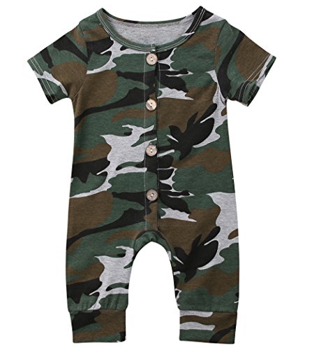 Emmababy Baby Boys Girls Jumpsuit Hoodie Romper Outfit Long Sleeve Creepers Bodysuit Clothes (12-18Months, Camo)