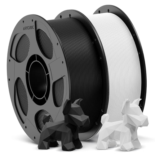 Image of ANYCUBIC 3D Printer Filament PLA Bundle, PLA Filament 1.75mm Dimensional Accuracy + /- 0.02mm, 1KG Reusable Spool, 2KG Black+White