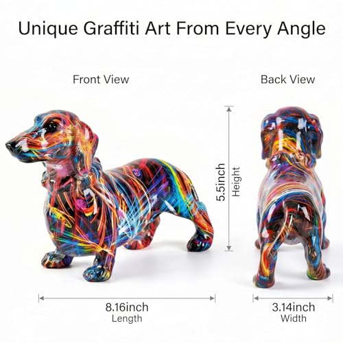 Figura colorida de perro salchicha con diseño graffiti miniatura 2