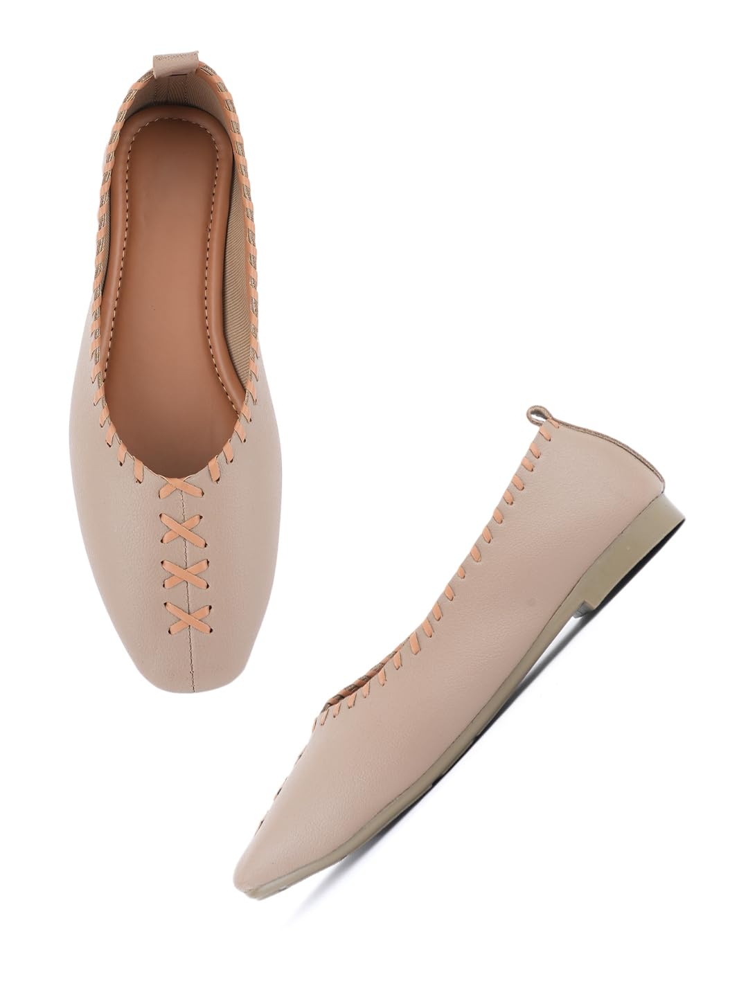 Women Ballerinas, Beige, PU, Casual, Round Toe, Slip-On-image-34