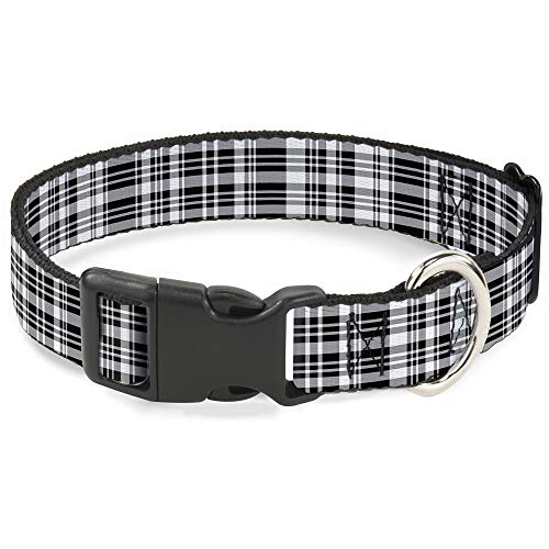 Buckle-Down Collier Chien Clip Plastique 1"x11"-17", Carreaux Noir/Blanc