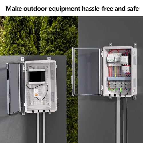 Image of ABS Electrical Junction Box, Ventilated Design, Cable Grommets, IP65 Waterproof Enclosure, Indoor /Outdoor Use with Mounting Panel. (Clear Cover, 15.7 inchx11.8 inchx7.1 inch)