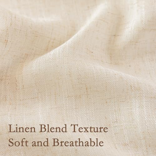 Image of MYSKY HOME Linen Macrame Curtains for Living Room Bedroom, Semi Sheer Drapes 84 inches Length Farmhouse Boho Style Back Tab Drapes for Sliding Glass Door, 50 inch Wx84 inch L, Linen,2 Panels