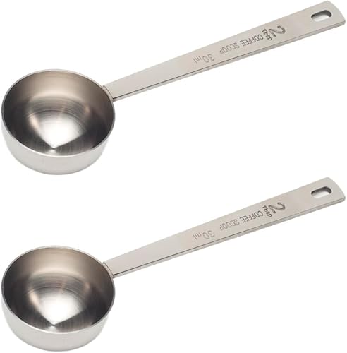 2 cucharas medidoras de café de acero inoxidable 304, cuchara de mango largo, 2 cucharadas para café molido, té, azúcar en polvo, cocina