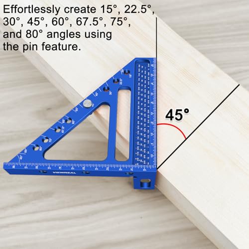 ViewReal Quick-Set 3D Measuring Square - Multi-Angle Carpenter's Tool with Angle Pin for Woodworking,Imperial Line Ruler, Essential Woodcraft Layout Aid - Image 3