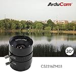 Arducam CS-Mount Kit d'objectifs pour Raspberry Pi HQ Caméra (type 1/2.3), 6mm à 25mm Longueurs focales, 65 à 14 Degrés, Téléphoto, Grand Angle, Paquet de 5