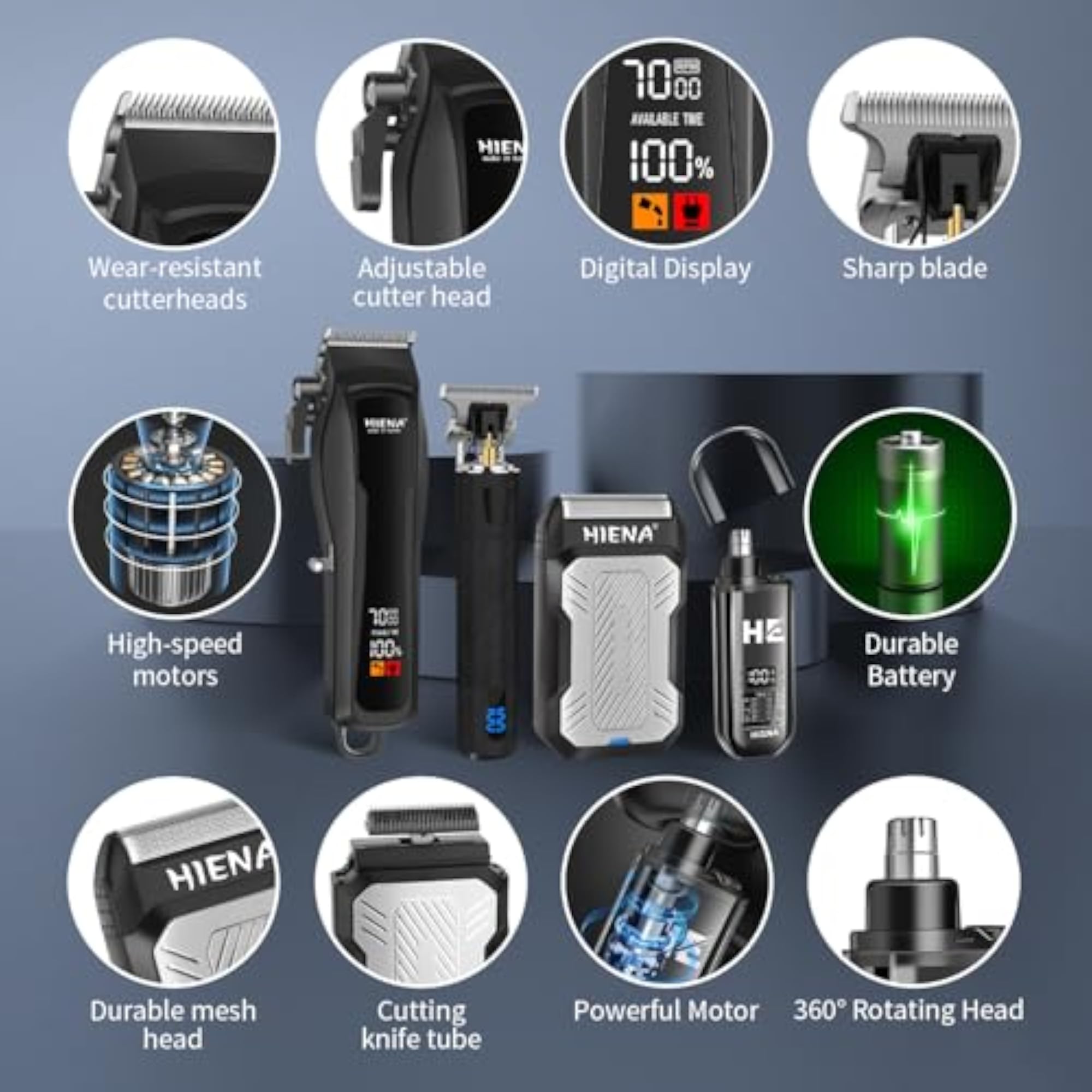 Professional Hair Clippers Men, Complete Barber Kit