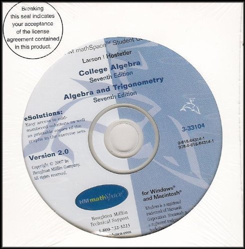 Hm Mathspace CD: Used with ...Larson-College Algebra; Larson-Algebra and Trigonometry [CD-ROM] Larson