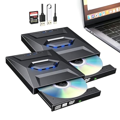 Unidad Externa USB 7 En 1 De DVD Y Reproductor Blu-ray Aless, Grabadora Externa De DVD Y CD Con 2 Puertos USB 3.0,1 Puerto USB-C Y Lector De Tarjetas SD,para Portátiles Y Ordenadores Sobremesa (#2)