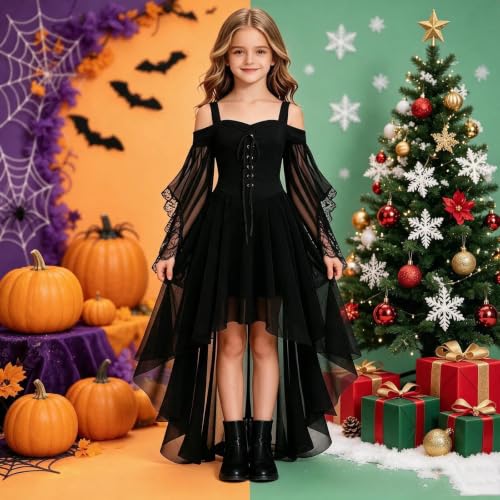 Girls Gothic Party Dress Renaissance Dresses Halloween Holiday Dresses - image 2