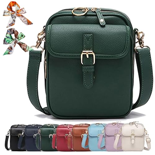 Sculpture Crossbody Leather Bag, Forcipower Crossbody Bags for Women, Vintage Anti Theft Shoulder Bags with 10 Card Slots