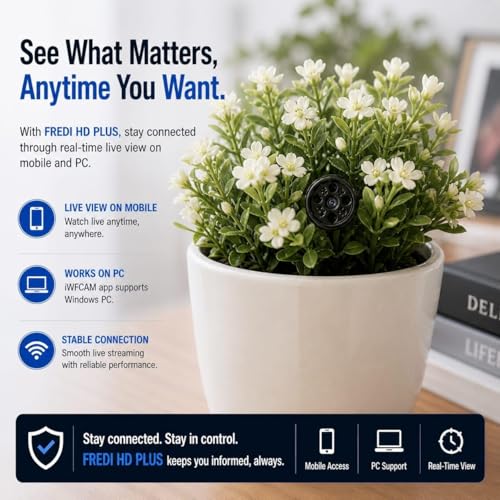 Image of FREDI HD PLUS WiFi Button Camera | 1080P HD Video Recording | Flexible Bendable Design | Live View on Mobile & Laptop | iWFCAM App Support | 32GB Memory Card Support | Audio Video Recording Camera