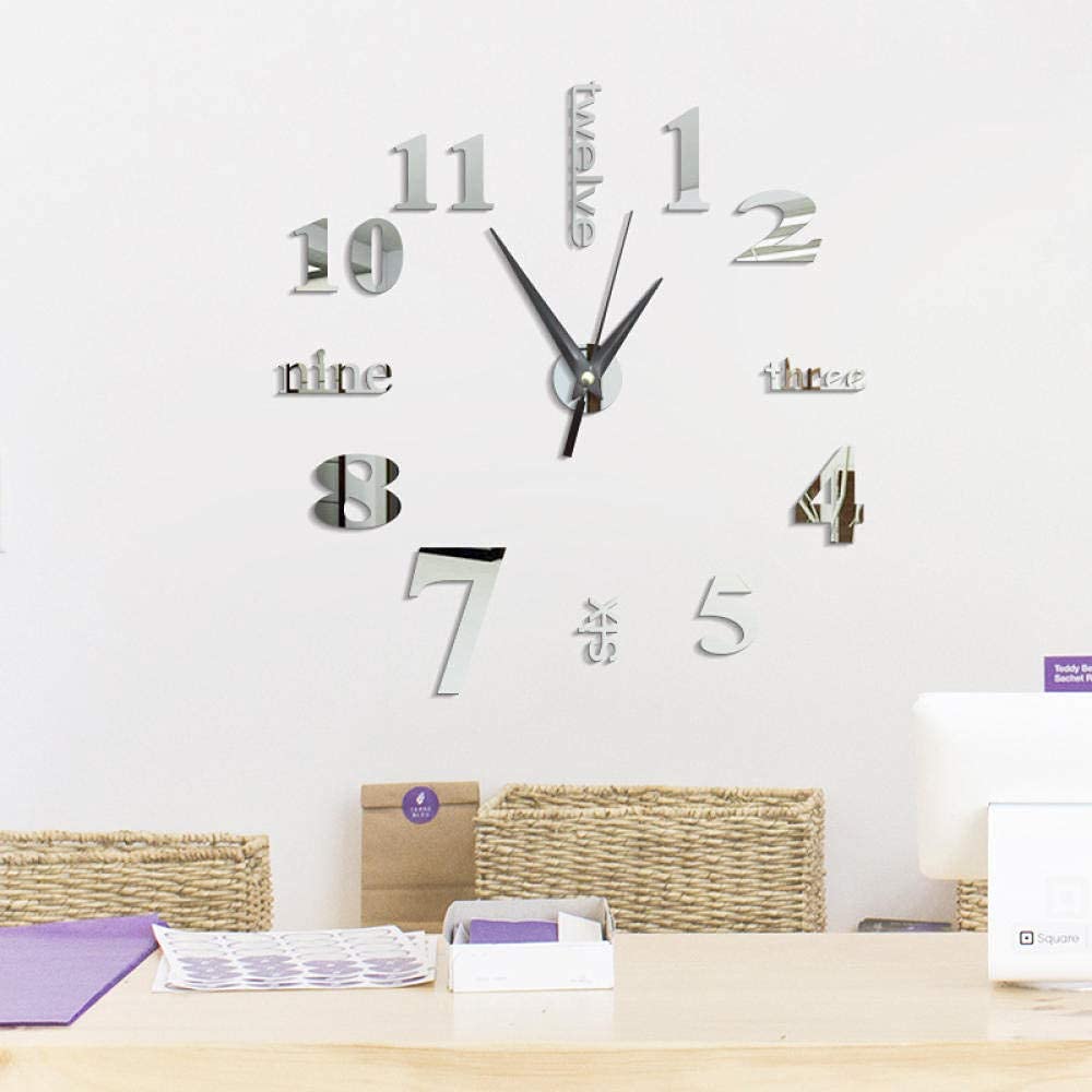 Orologio da parete fai da te ecologico design adesivo per soggiorno – divertente decorazione da parete con effetto stereo e ago nero