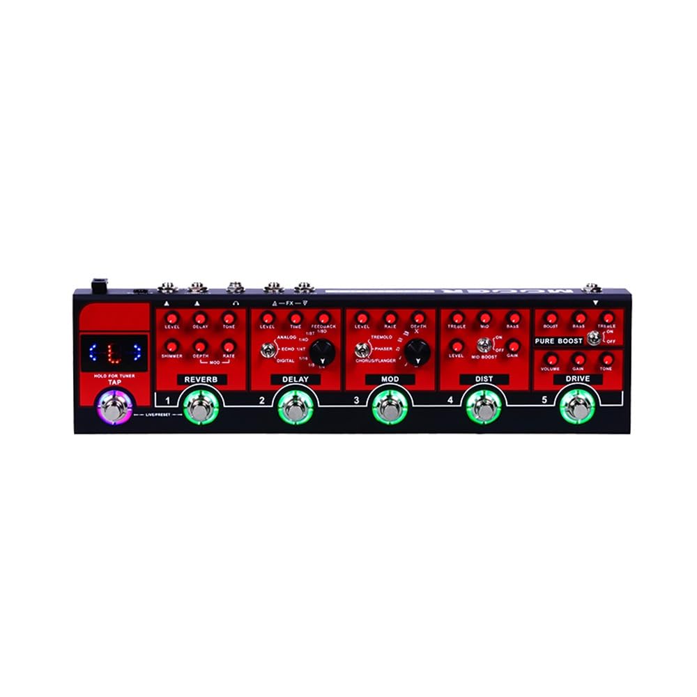 Efecto Modular Monobloque, Camión Rojo, Diseño De 5 Módulos, Compacto Y Portátil for Guitarra/Bajo