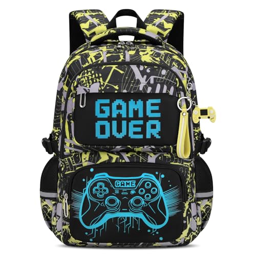 Amythe Sac à Dos Garçon Lumineux, Cartable Scolaire Primaire Adolescent Imperméable Durable, Sac Ecole Enfant avec Bandes Réfléchissantes Grande Capacité...