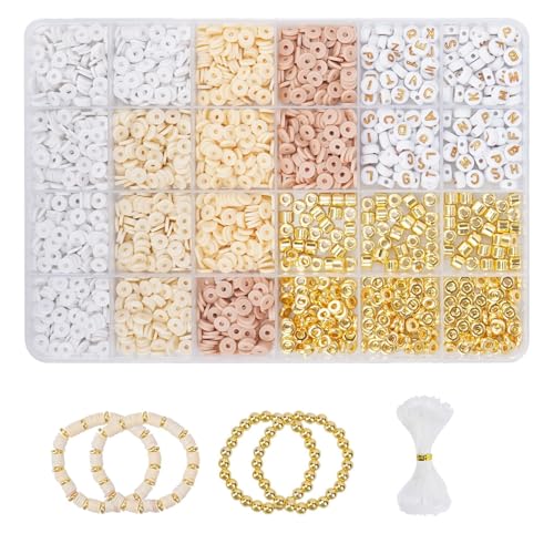 Minnhua 2175 Piezas Abalorios para Hacer 6mm Pulseras Cuentas Coloridas Abalorios Arcilla Polimérica Kit Friendship Bracelet Abalorios para Hacer Pendientes para Hacer Pendientes Collar Joyería DIY