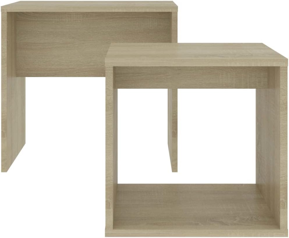 vidaXL Coffee Table Set, Nesting Table with Storage, End Table for Living Room, Home Furniture, Modern Style, Sonoma Oak Engineered Wood