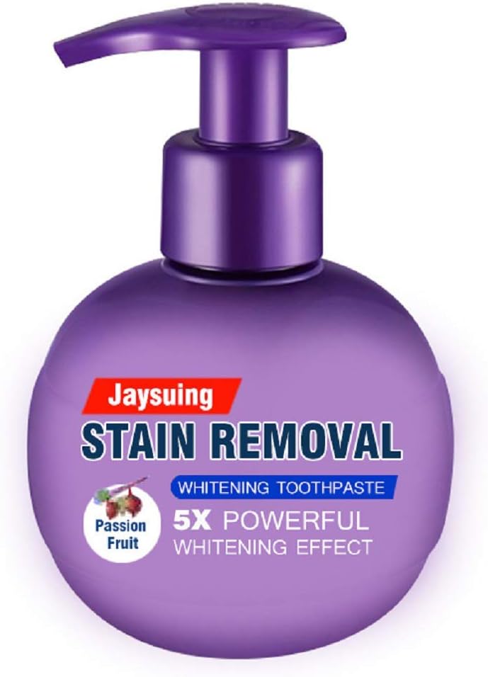 Press Toothpaste,Baking Soda Whitening Toothpaste,Stain Removal Whitening Toothpaste Strong Cleaning Power Natural Stain Remover Fluoride-Free Toothpaste（Passion fruit flavor）