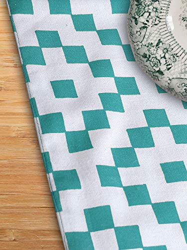 Image of Dekor World Fun with Checks Printed Blue Table Runner (33x180cm) (Pack of 1)-6 Seater Dinning & Center Table