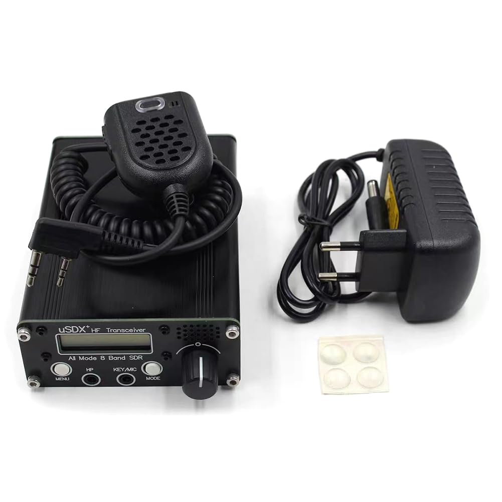 Bamberg USDR USDX+Plus V2 Ricetrasmettitore SDR A 8 Bande HF SSB QRP LCD con Display Altoparlante Microfono Ricetrasmettitore HF con Spina UE Facile da Installare Facile da Usare