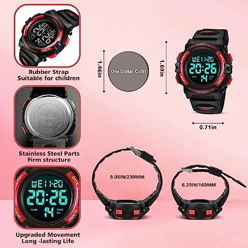 Image of Kids Watch,Boys Watch for 3-15 Year Old Boys,Digital Sport Outdoor Multifunctional Chronograph LED 50 M Waterproof Alarm Calendar Analog Watch for Children with Silicone Band,Kids Gift