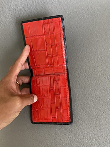 black and red genuine crocodile skin handmade wallet for men, alligator leather wallet4