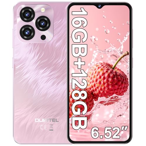 OUKITEL C3 Telefonos Moviles Libres, 16GB (4+12) RAM+128GB ROM/TF 1TB Telefono Movil, 6.52' Smartphone Android 14, Batería 5000mAh Móvil, Cámara 13MP+5MP, 4G Dual SIM/Face ID/GPS/3.5mm Jack - Morado