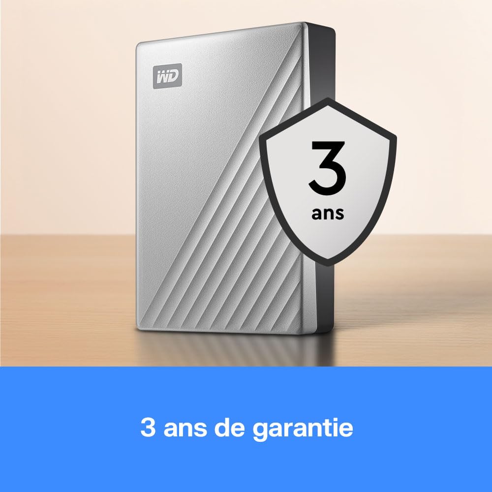 WD 4To My Passport Ultra pour Mac Disque Dur Externe Portable, Parfait pour sauvegarde et stockage, Prêt pour Mac, Format compact Sauvegarde et protection par mot de passe, Boîtier métallique épuré