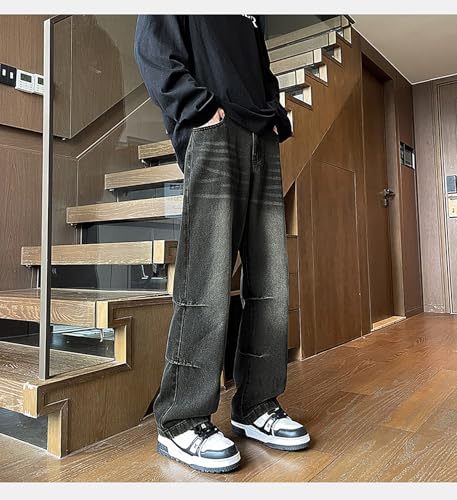 HBER Mens Loose Fit Jeans Elastic Waist Wide Leg Baggy Jean Y2K Denim Pants Relax Fit Trousers Streetwear for Teen Boys3