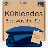 Bambaw Bambus Bettwäsche Set 135x200 cm, 2-Teilige (Marineblau)