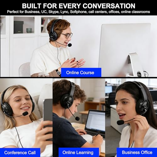 Image of Wired Gaming Headset with Mic for PS5 /PS4 /Xbox /Switch /PC /Laptop /Tablet /Phone, Over-Ear Headphones with USB-A /C & 3.5mm Jacks /360 Rotating Microphone /In-line Control for Home Office Business Work